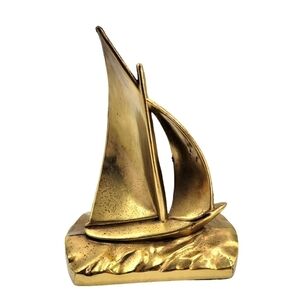 Vintage Mid Century Modern Solid Brass Nautical sailboat